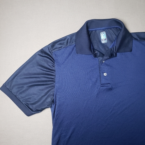 PGA Tour Golf Polo Blue & Black Short Sleeve Shirt Men’s Size Small - Picture 3 of 13